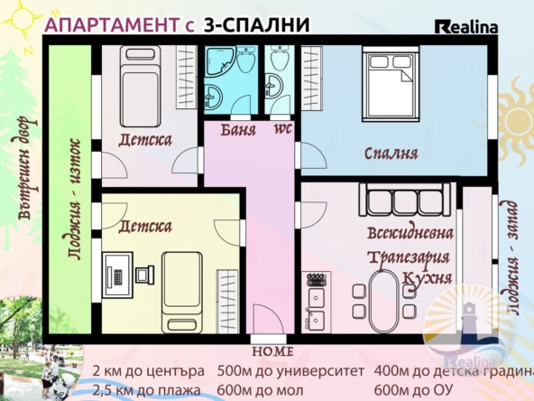 Апартамент с 3 спални - 0