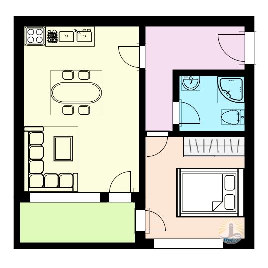Jasny apartament z jedną sypialnią w Pomorie - 0
