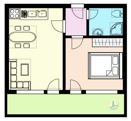 Pomorie'de tek yatak odalı geniş daire - 0
